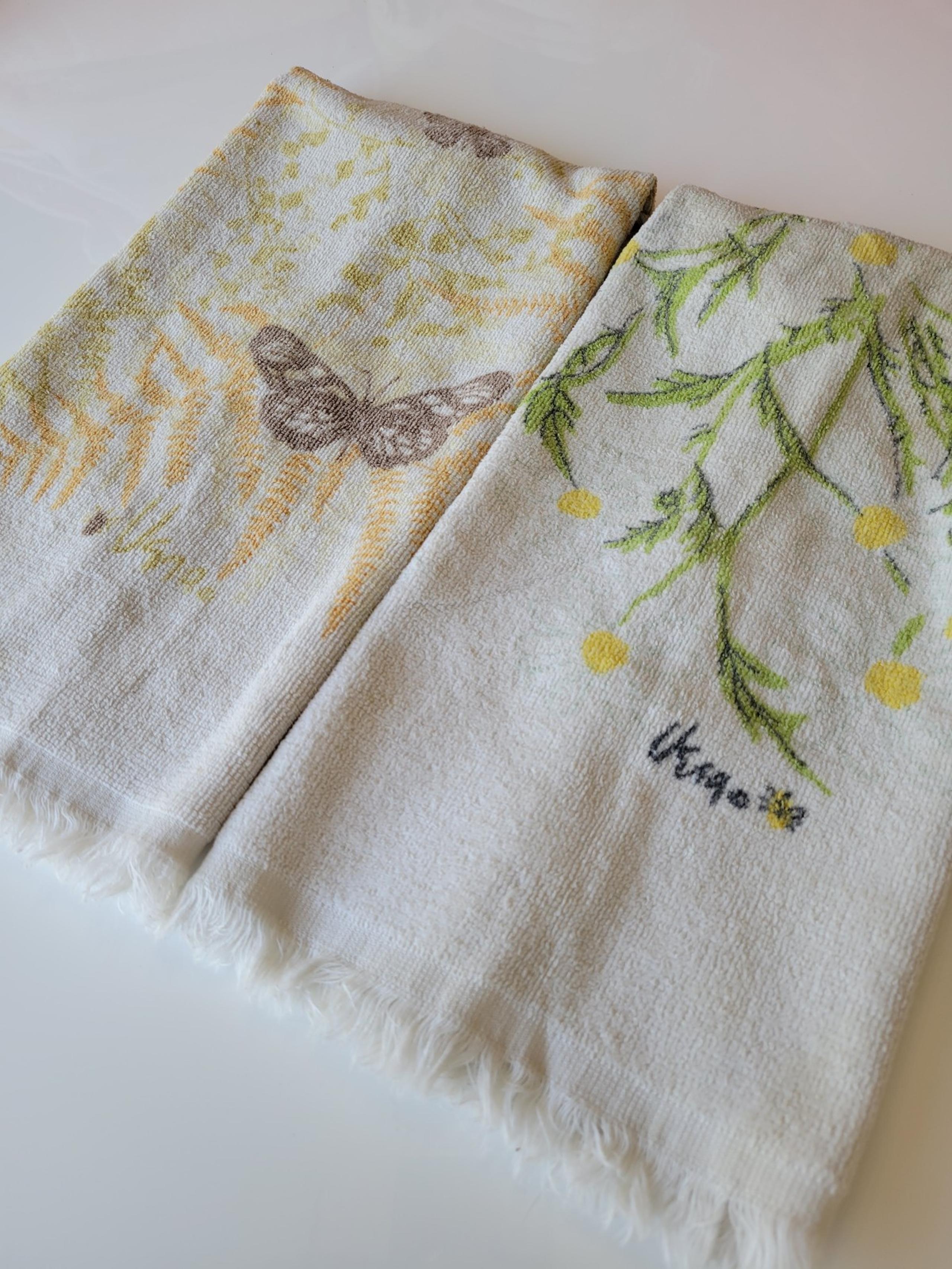 Two Vintage Cannon Vera Neumann Hand Towels Flowers and Butterflies