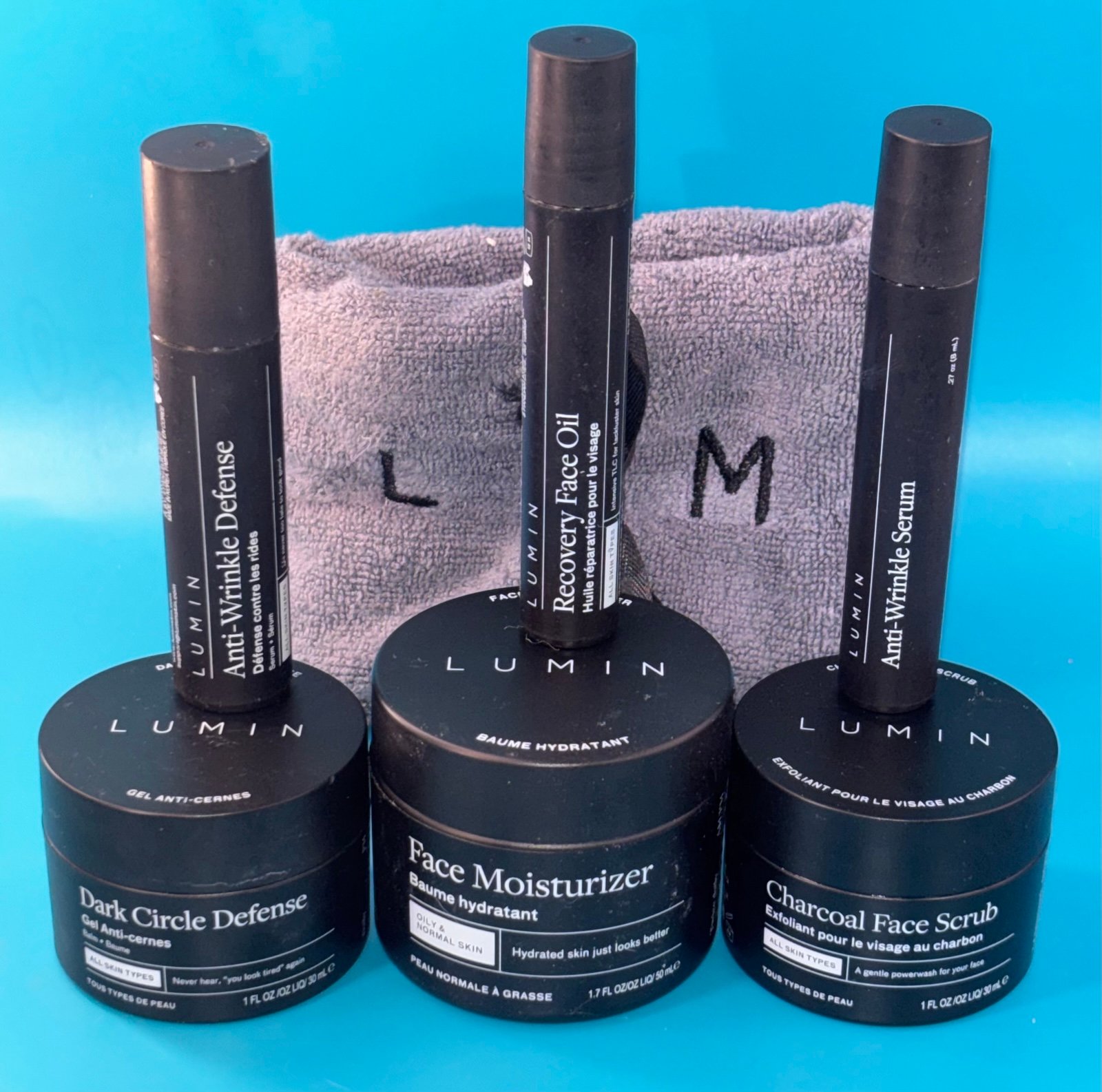 Lumin Men’s Skin Care Bundle Dark Circle Defense moisturizer Anti-Wrinkle 7 pcs