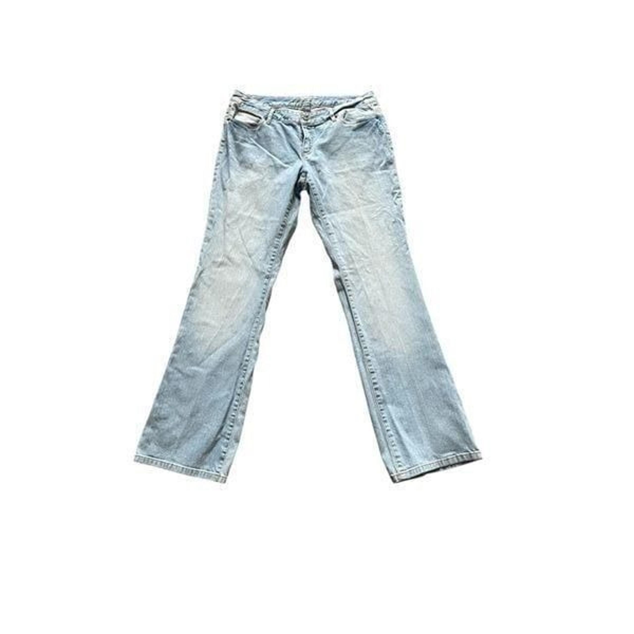 Michael Kors, wide, leg light washed denim blue jeans