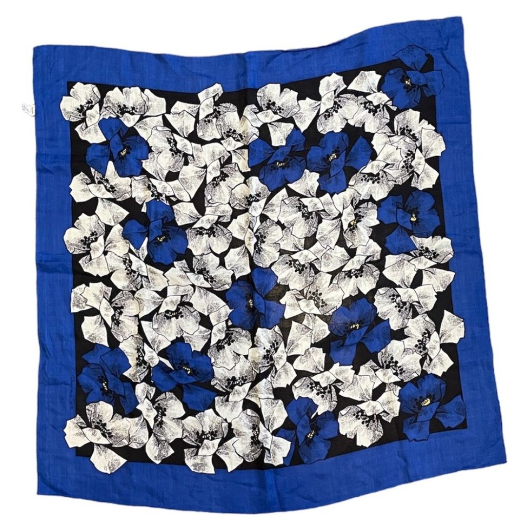 Vintage Oscar De La Renta Rayon Blue Print Scarf
