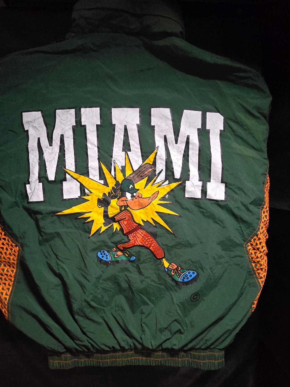 Vintage RARE '93 University Of Miami Hurricanes Baseball Daffy Duck Jacket XL