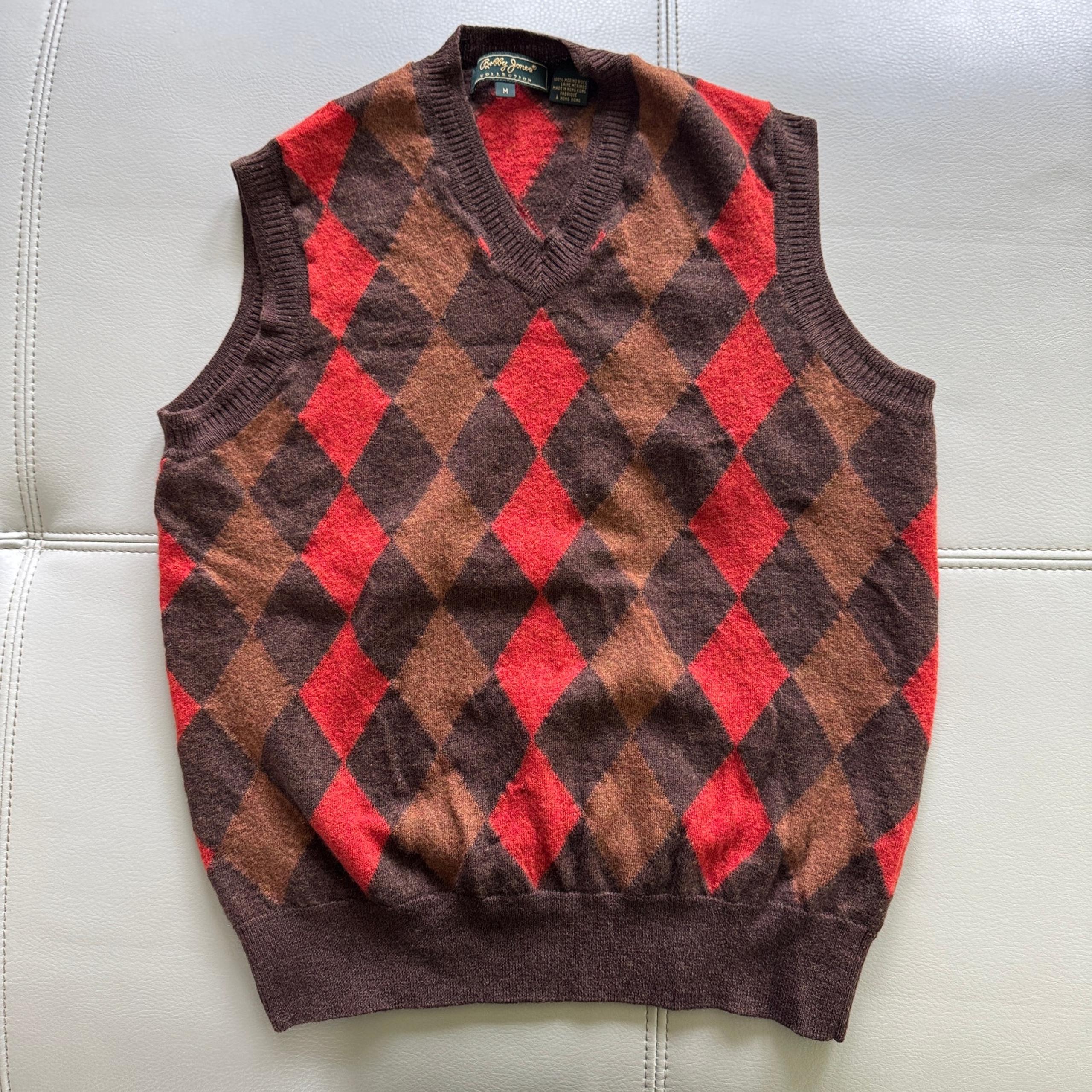 Bobby Jones Unisex M Golf Argyle 100% Merino Wool Sweater Vest