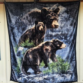 BEAR MOUNTAIN WOLF FOREST ANIMAL TWO PLY QUEEN SIZE REVERSIBLE BLANKET