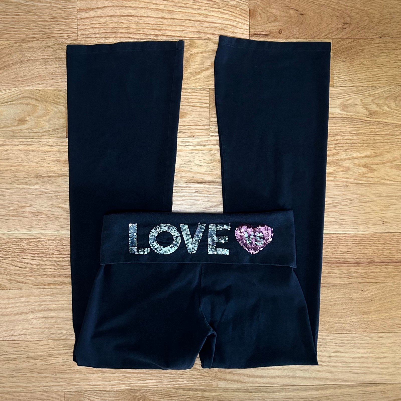 victoria’s secret sequin foldover flare leggings