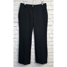 St. John Womens Black Denim Pants Jeans SIZE 12 Wide Straight Leg High Rise NEW