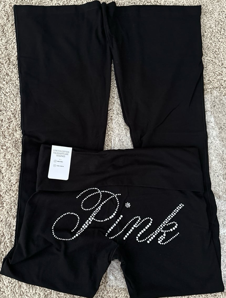 VS PINK Bling Limited Edition Cotton Foldover Flare Legging Y2K XS/S
