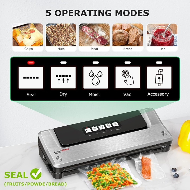 Dry/Moist Vacuum Sealer Machine, Silver -ek9