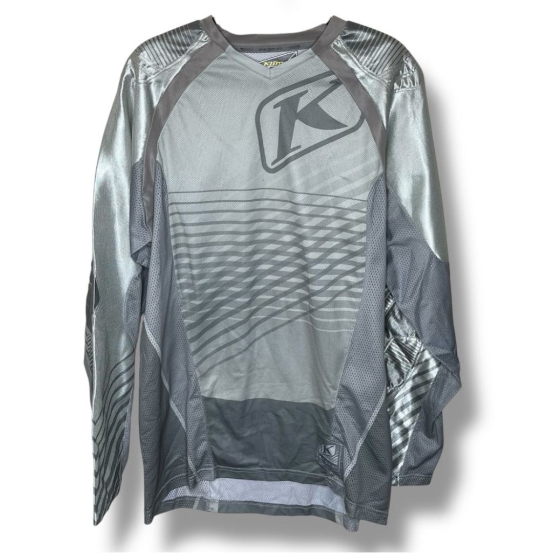 Klim Mojave 3209 Jersey Silver Gray V Neck Long Sleeve Motorcycle Men Size Large