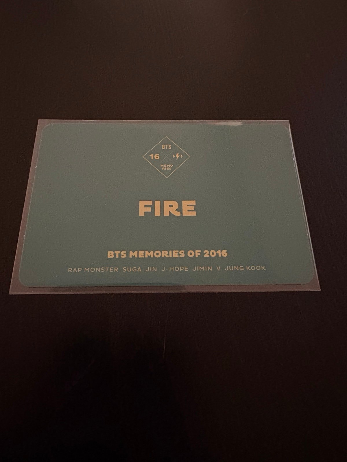 BTS MEMORIES OF 2016 FIRE Limited Official Group Photocard