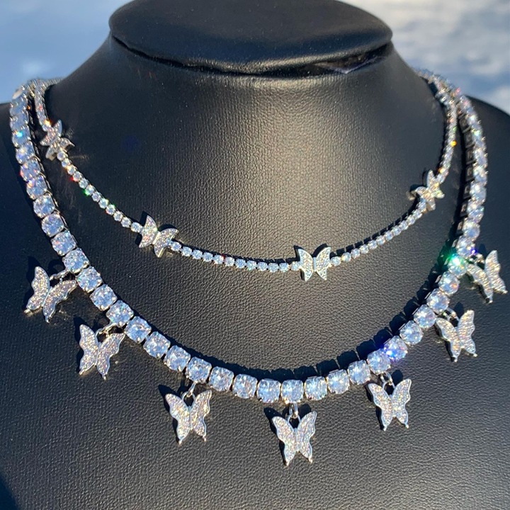 Butterfly Necklace Set Tennis Chain