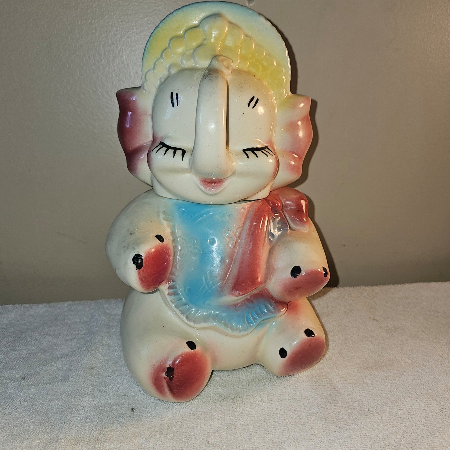 Vintage American Bisquie Baby Elephant Cookie Jar 1950s