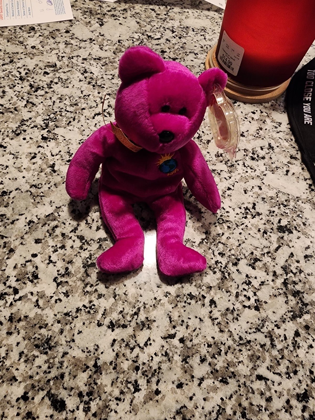 Mint Condition Millennium Bear TY Beanie Baby w/ grammatical errors