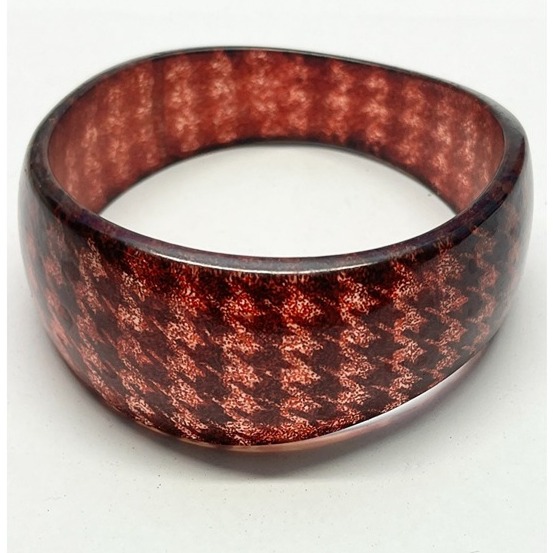 Vintage houndstooth plaid glitter bangle bracelet