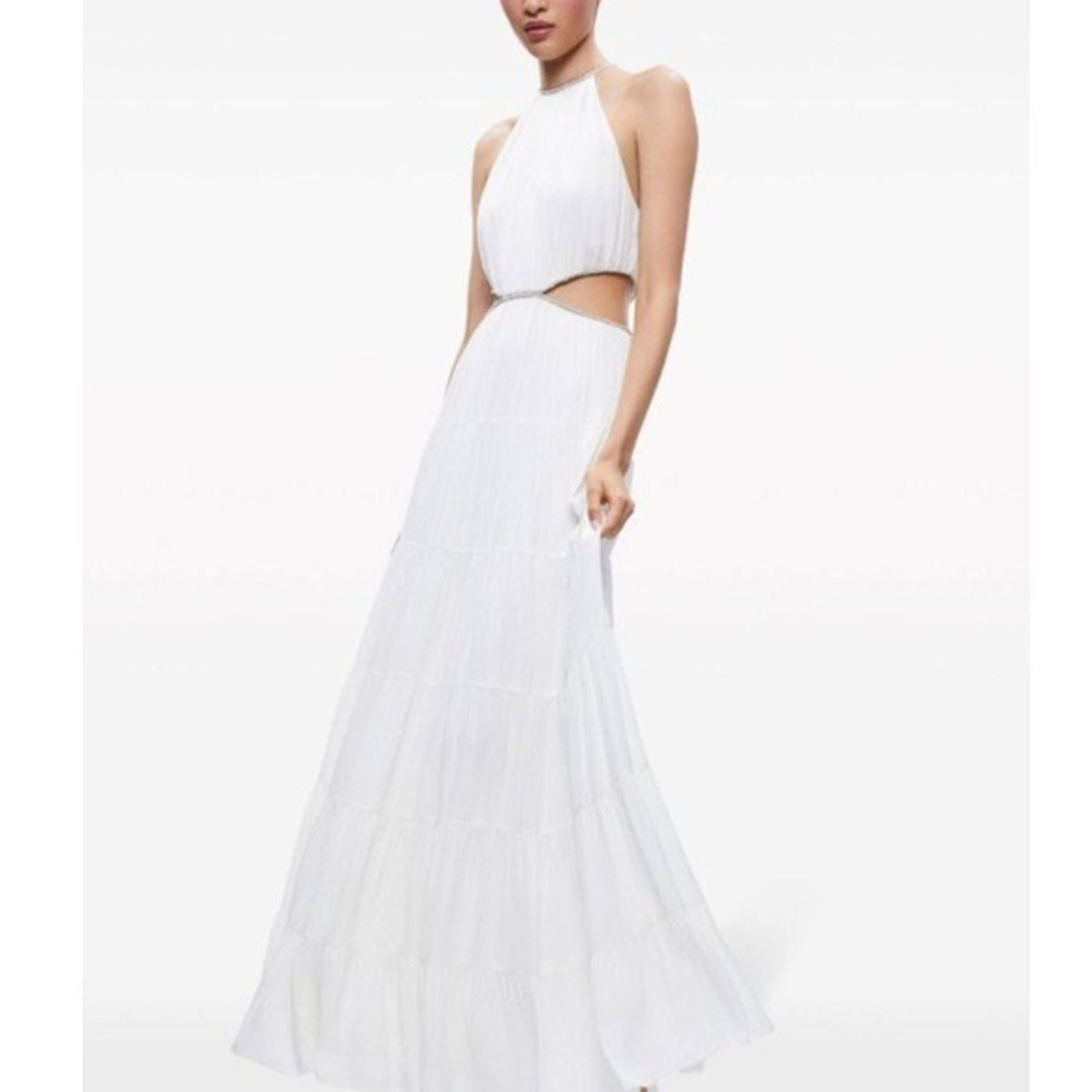 NWT Alice + Olivia Myrtice Embellished White Cut Out Maxi Dress6