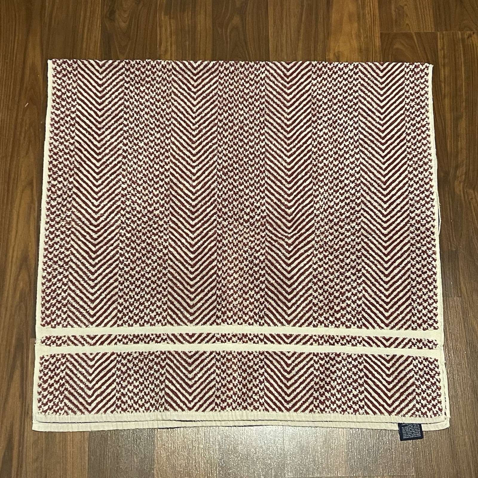Vintage Ralph Lauren Herringbone Cranberry Bath Towel 100% Cotton 90's Rare