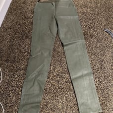 Olive Green Leather Leggings