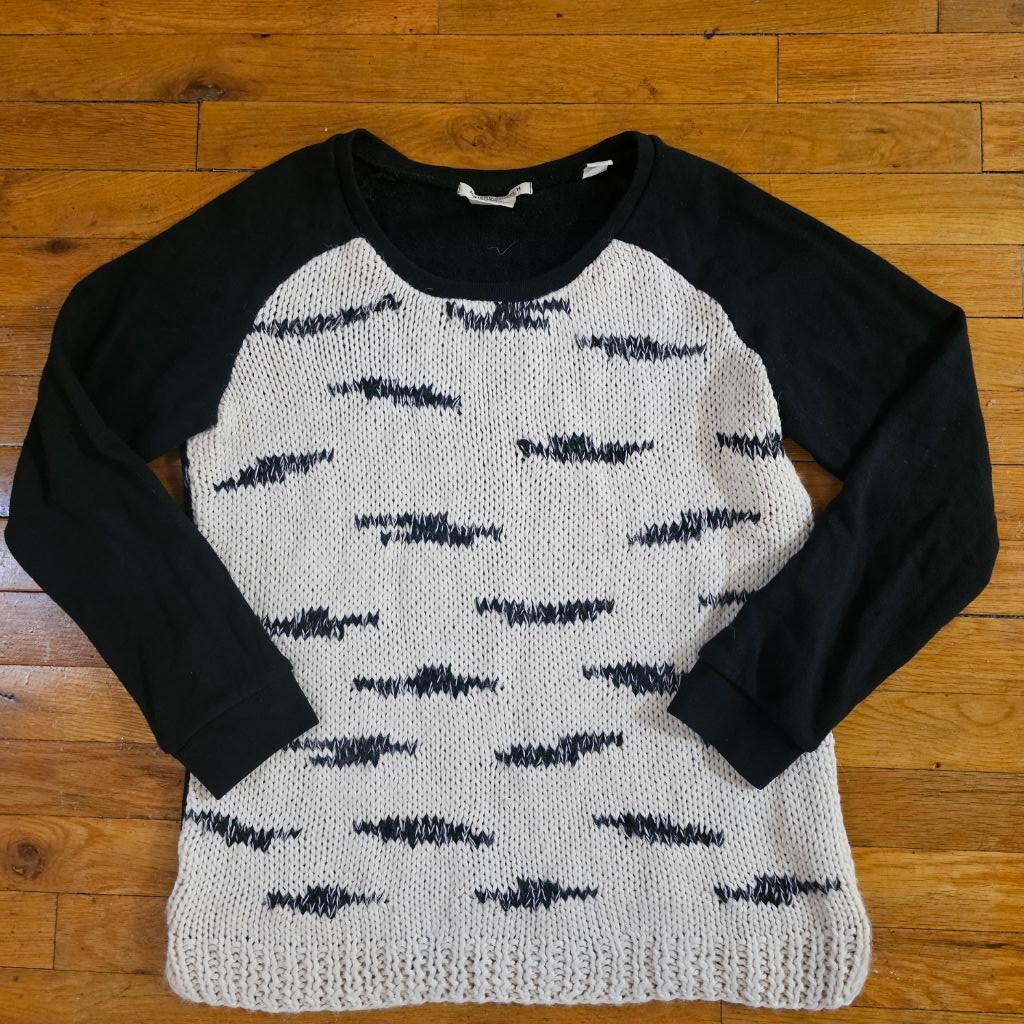 Maison Scotch Women's Knit Sweater Size 2 Cream and Black