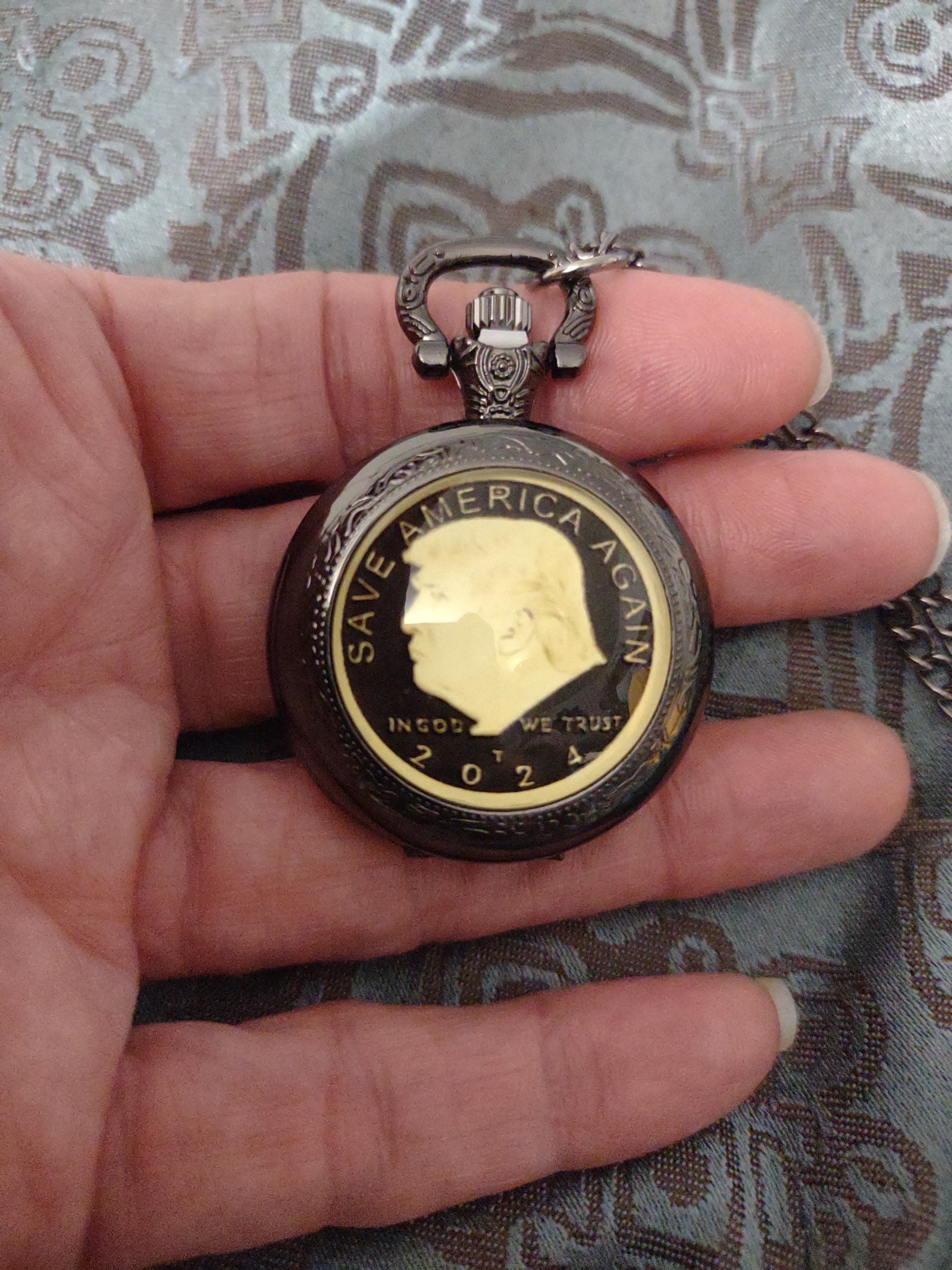 Pocket watches available 18K Black Gold or yellow gold filled Donald Trump 2024