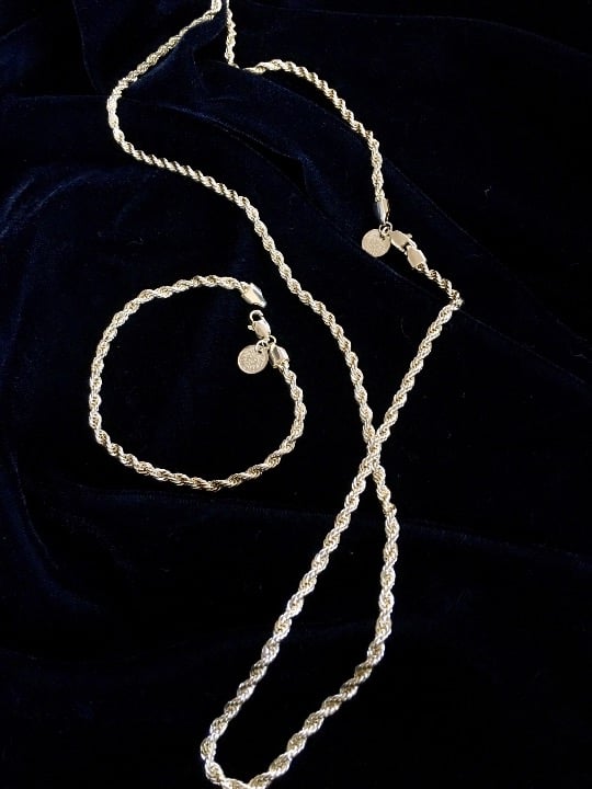 18K GOLD ROPE CHAIN BRACELET ITALY