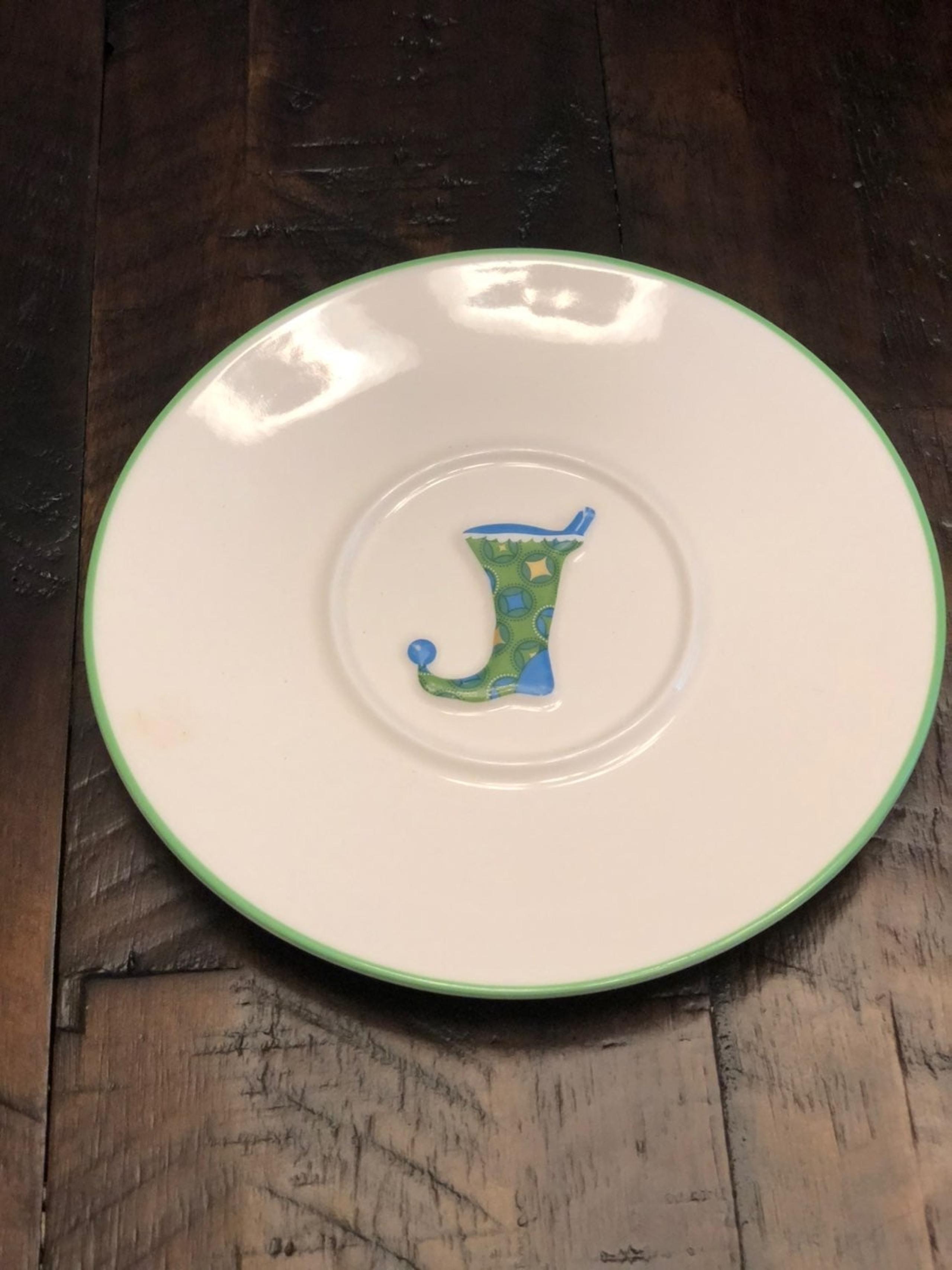 Green stocking starbucks saucer
