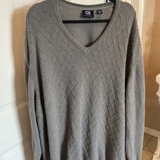 Mens Cutter & Buck Bryant Rib Knit V Neck Sweater Grey Heather Size 5XB