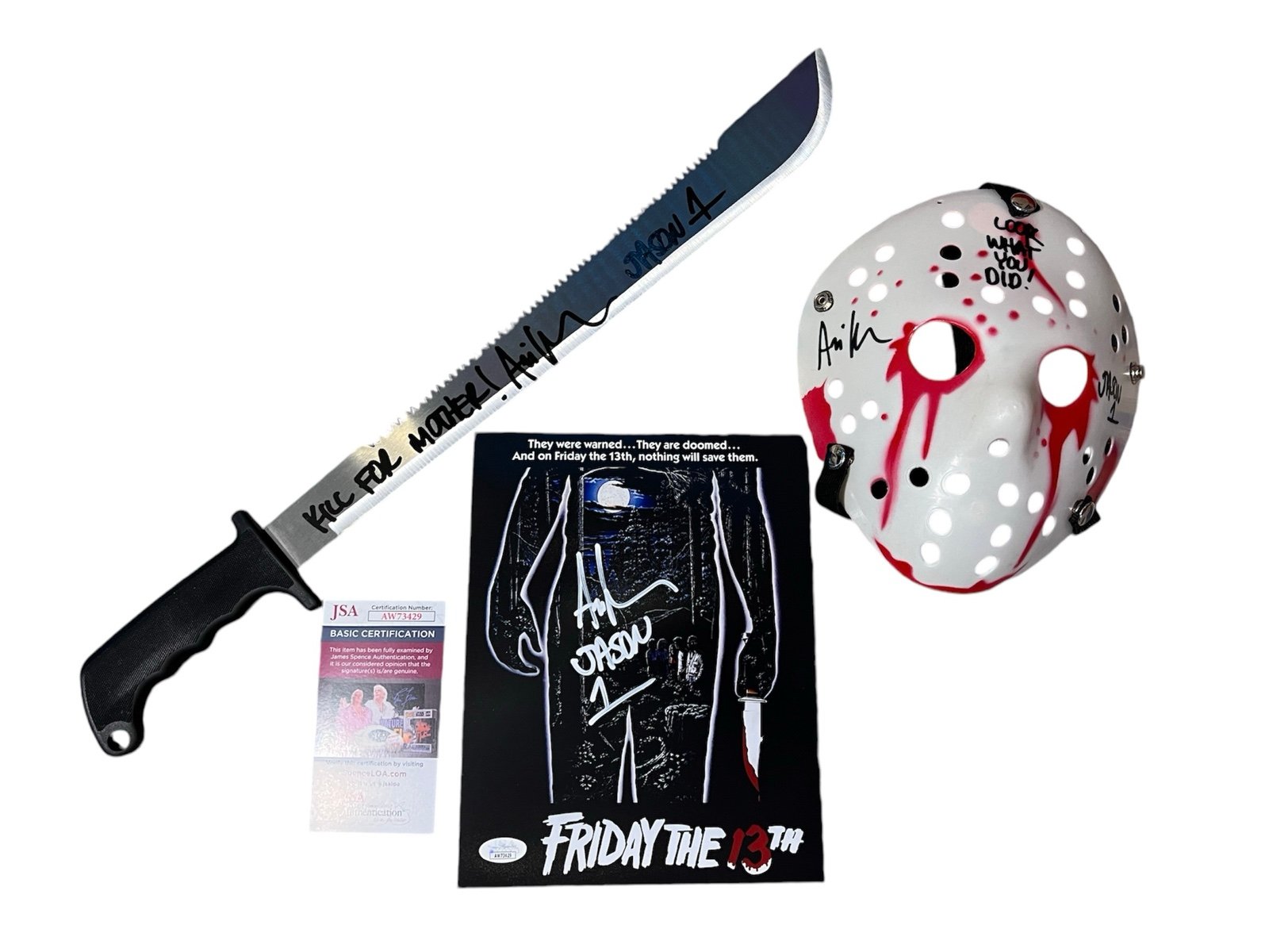 Jason Voorhees Autograph Bundle Signed By Ari Lehman JSA