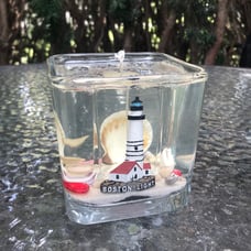 Burning Expressions Boston Light Lighthouse Seashells Scented Gel Candle Art USA