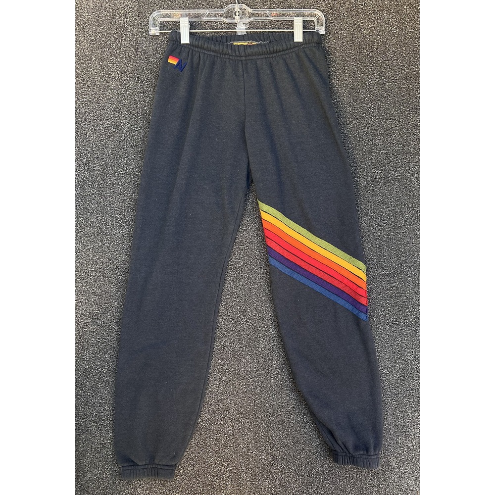 Aviator Nation Chevron Rainbow 5-Stripe gray Sweatpants Size XS