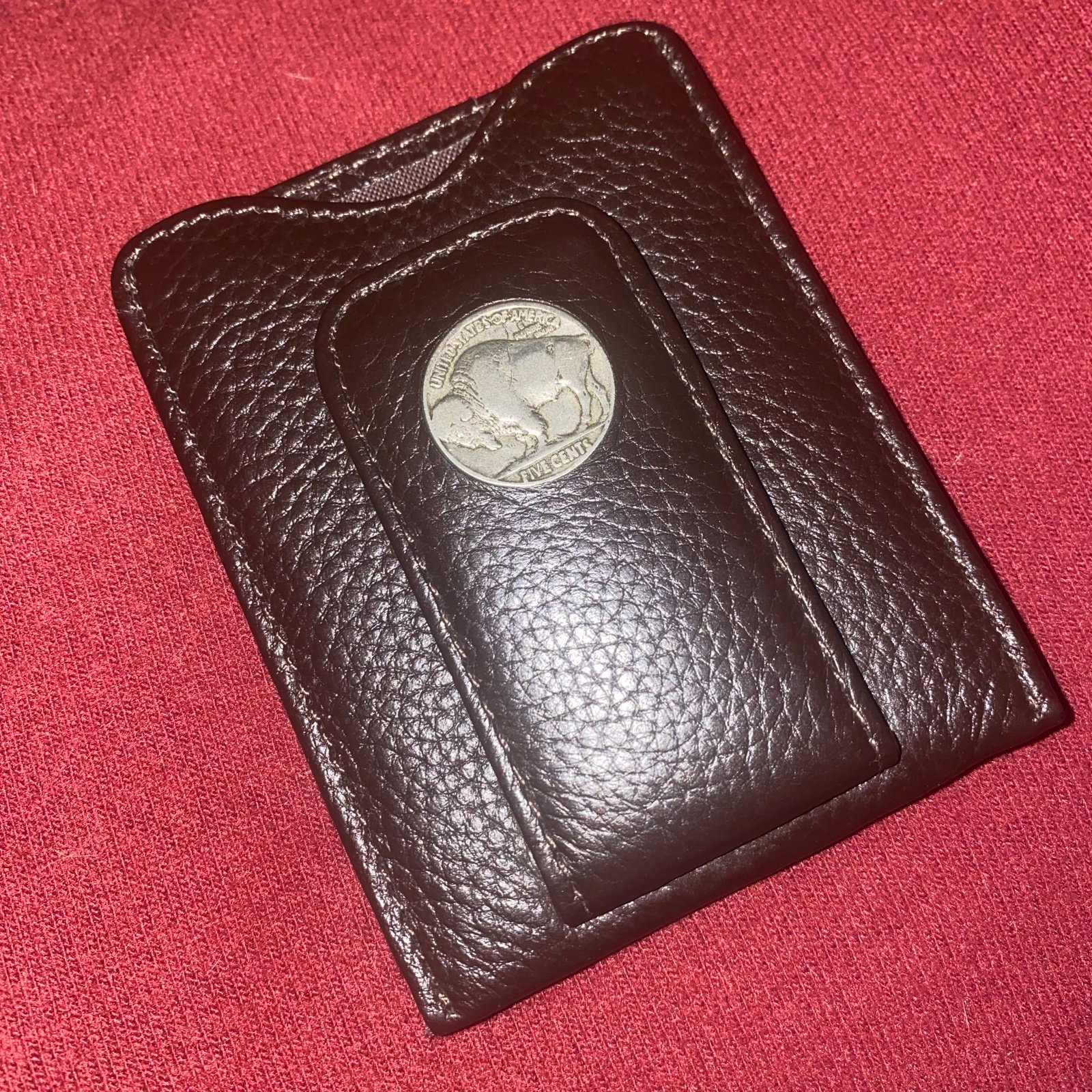 Tokens & Icons buffalo nickel money clip wallet genuine pebbled leather