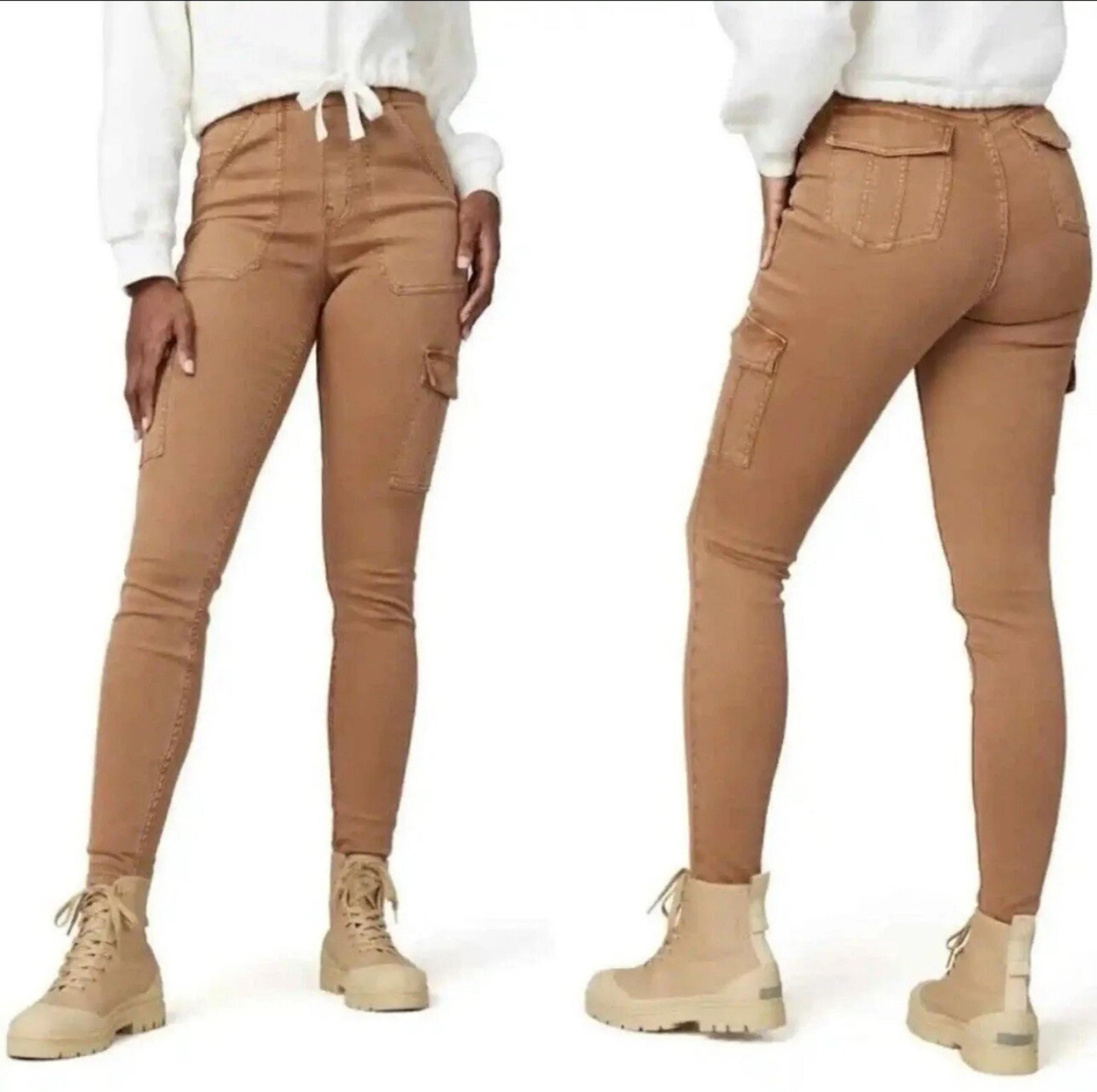 Spanx Skinny Cargo Pants Women's  XS Brown Stretch Twill Ankle Length