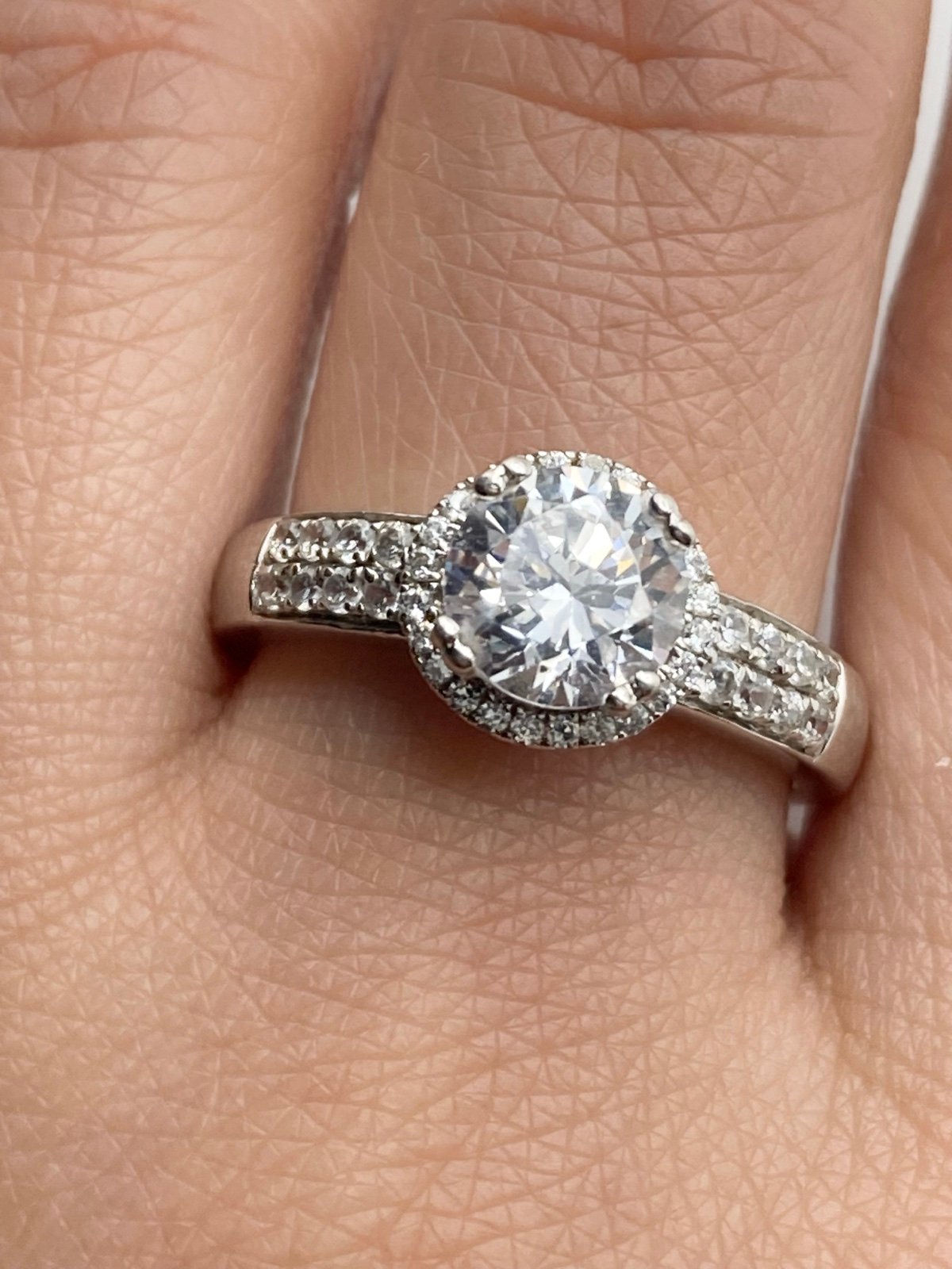 VJ Platinum over 925 sterling silver cz Engagement ring