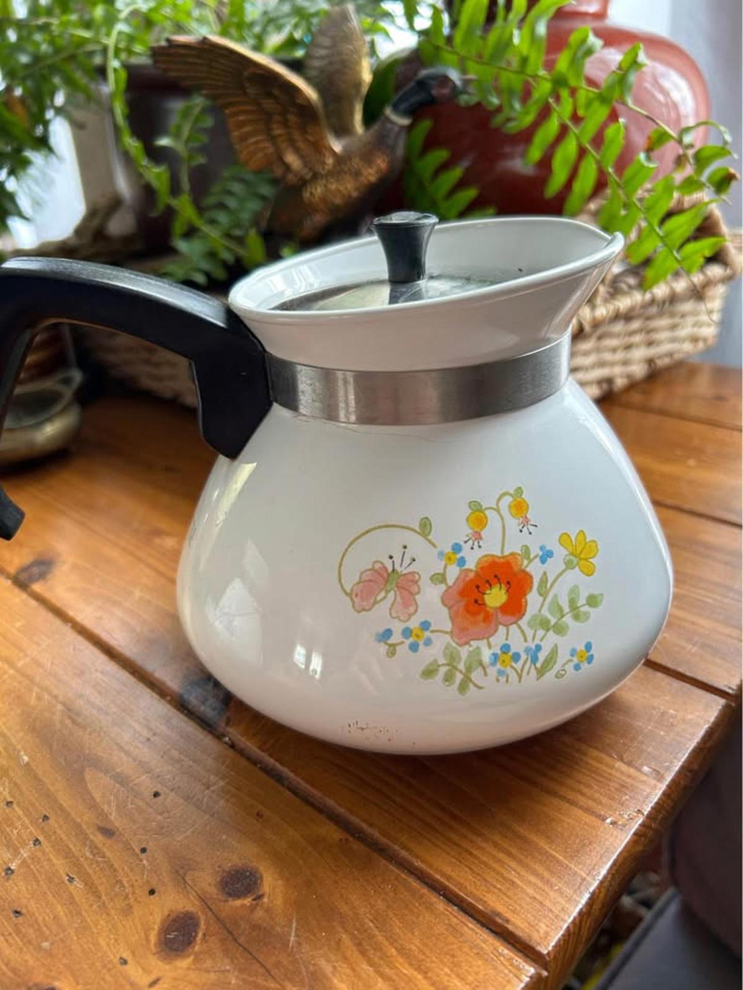 Vintage Corning Ware P-104 6 Cup Coffee Pot Percolator with Lid USA Made