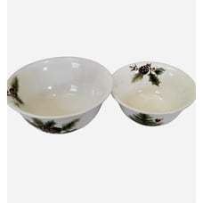 Maxcera Cardinal Tree 11 3/4 & 9 3/4 Round Serving Bowls