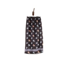 Markus Lupfer Floral Silk Peasant Skirt Long Slit Ruffle Black Stripe S FLAWS