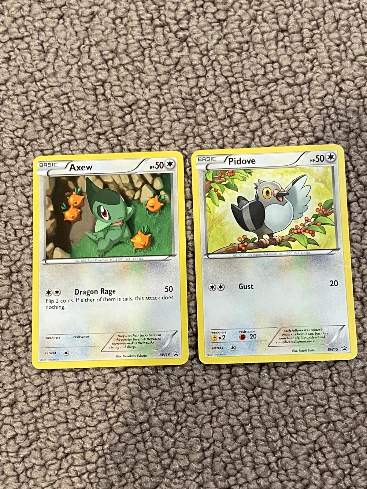 Pokemon TCG Axew BW16 & Pidove BW15 Toys R Us Mystery Egg Promo HARD TO FIND