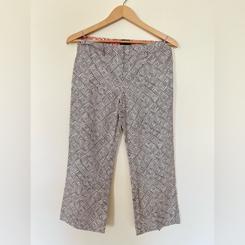 The Limited Cassidy Fit Pants 4 Geo Brown Mid Rise Straight Leg Culottes Trouser