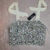 Lulu's Women's Cream Sequin Show Stopper Sparkle Tie Strap Crop Top Size Medium