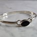 Womens Vintage Estate Sterling Silver Onyx Bangle Bracelet 15.7g E7952