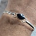 Womens Vintage Estate Sterling Silver Onyx Bangle Bracelet 15.7g E7952