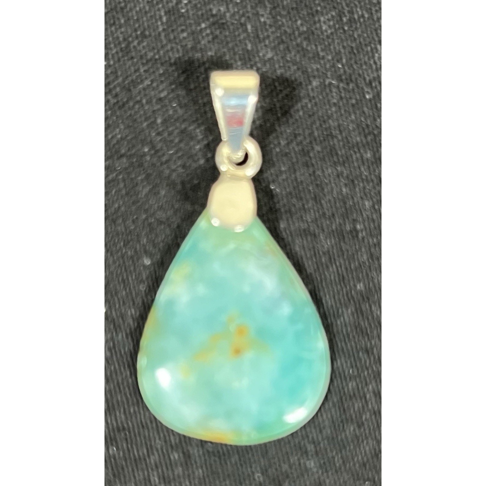 Peruvian Opal Semiprecious Stone and Sterling Silver 950 Pendant