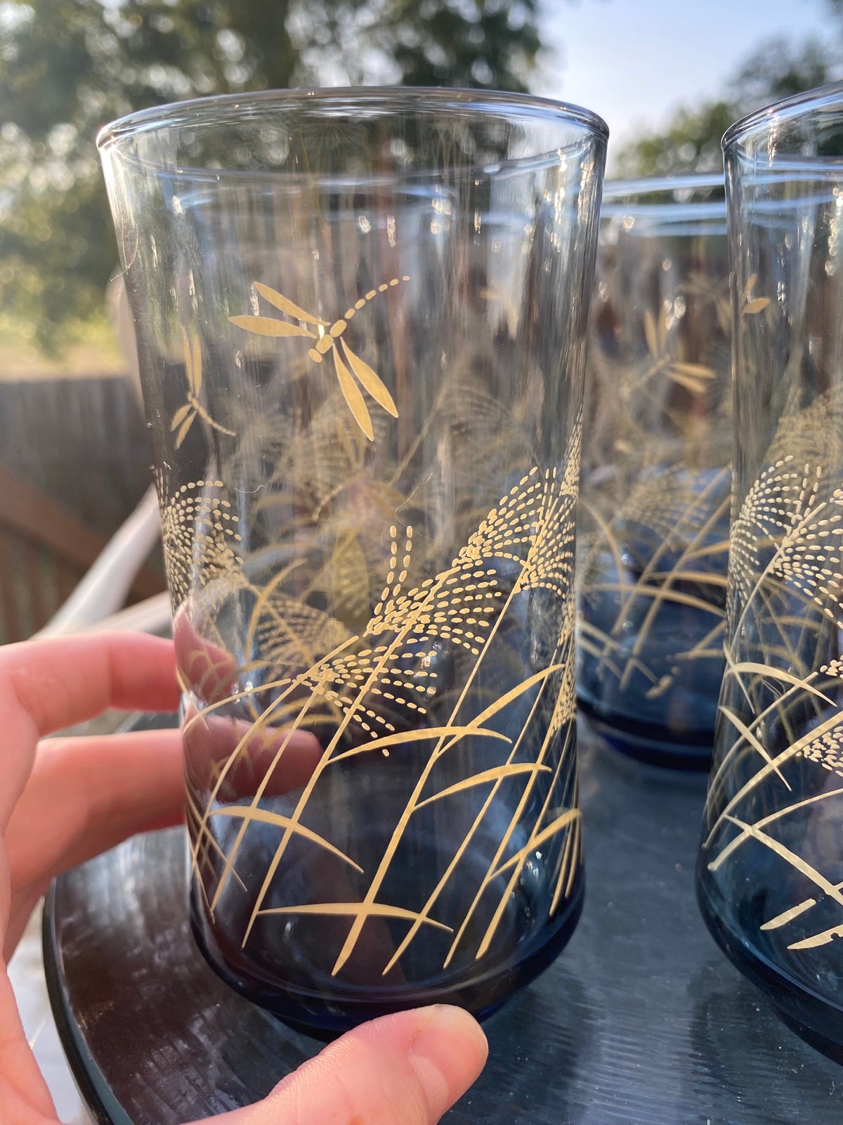 Vintage Libbey Bolero Dusky Blue - Dragonfly and Wheat