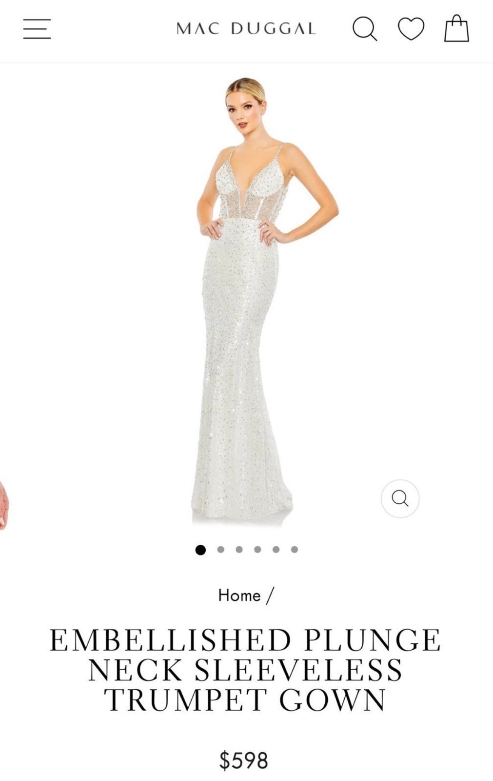 Mac Duggal embellished plunge neck sleeveless trumpet gown