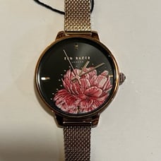 Ted Baker Kate Watch with 36mm Black Face With Flowers & RoseGold MeshBracelet