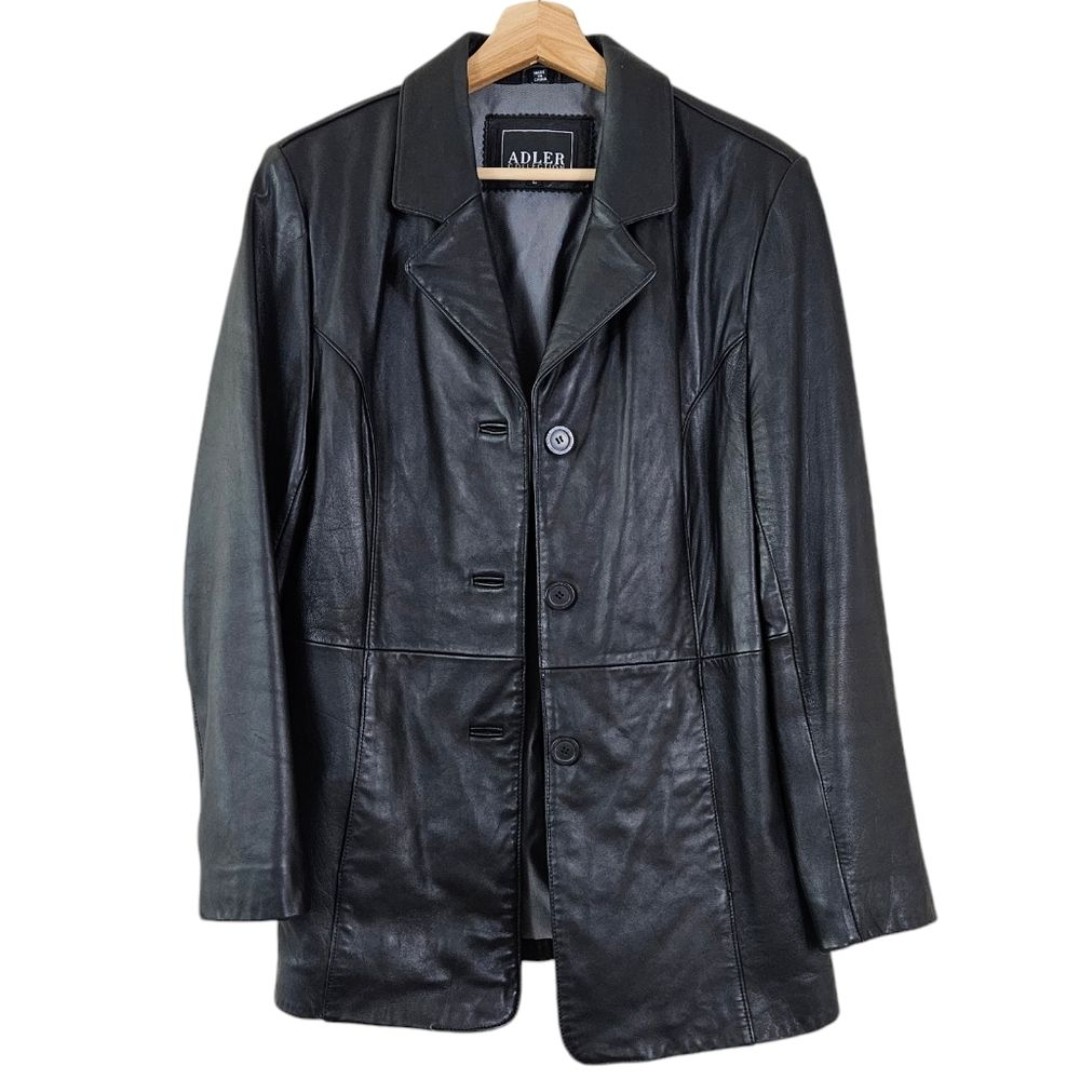 Adler 100% Real Lamb Skin Black Leather Jacket