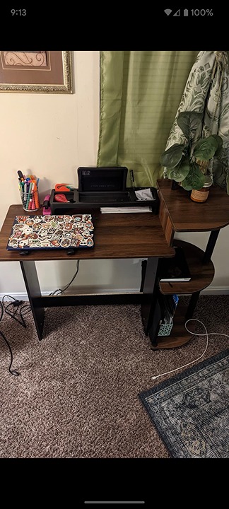 Brand New Computer Desk with Shelves, Round Side