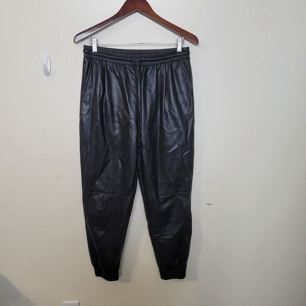 Zara Faux Leather Women's Jogger pants Black size Medium