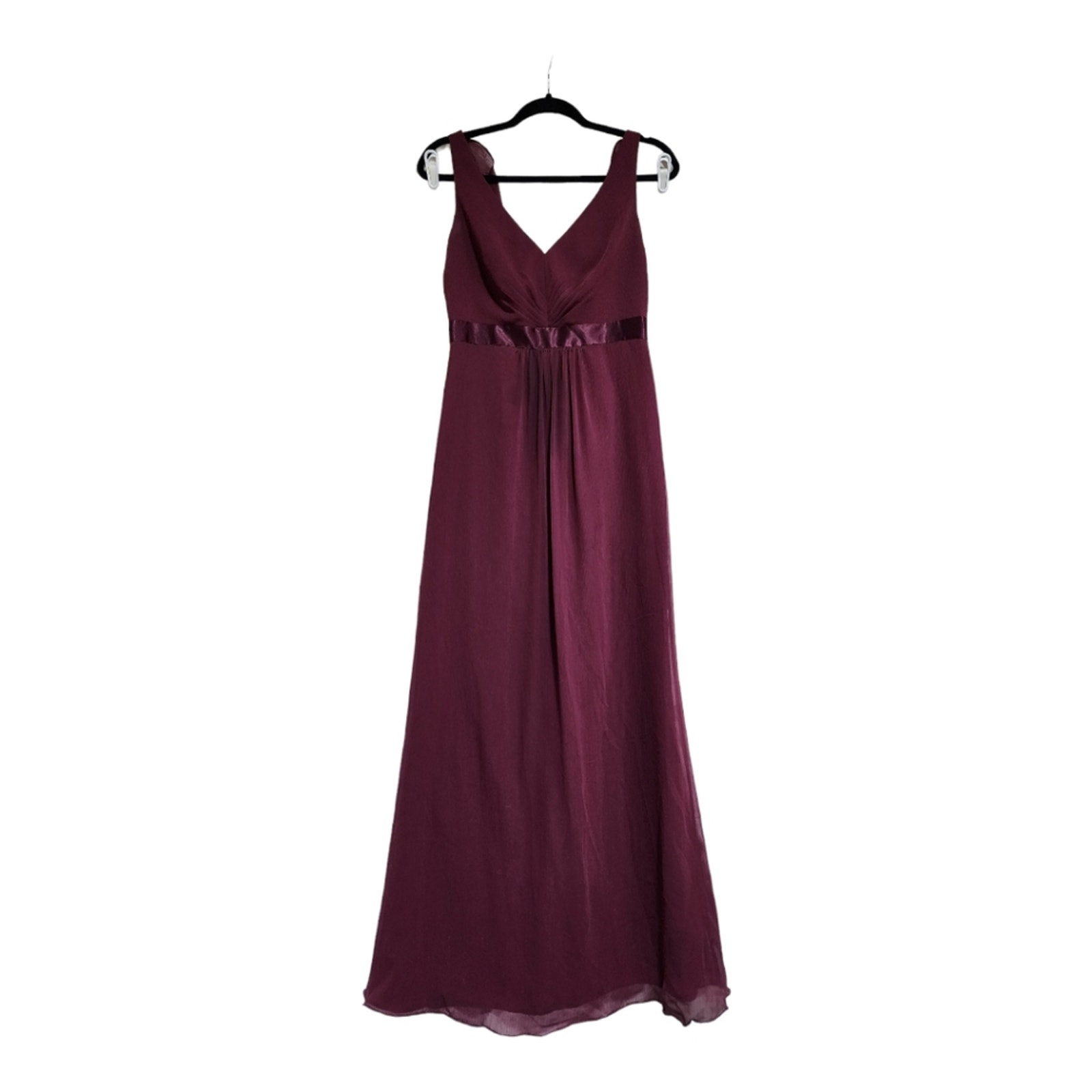 David’s Bridal Crinkle Chiffon Ruffle Gown – Wine Women’s Size: 6