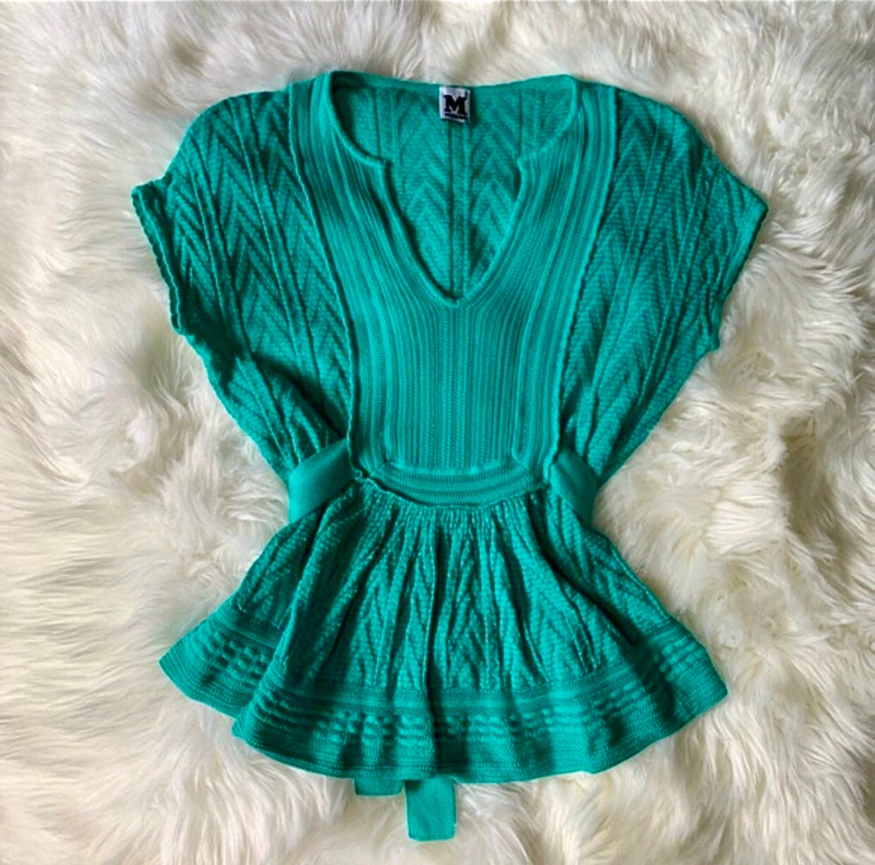 M by Missoni Cap Sleeve V-Neck Knit top
