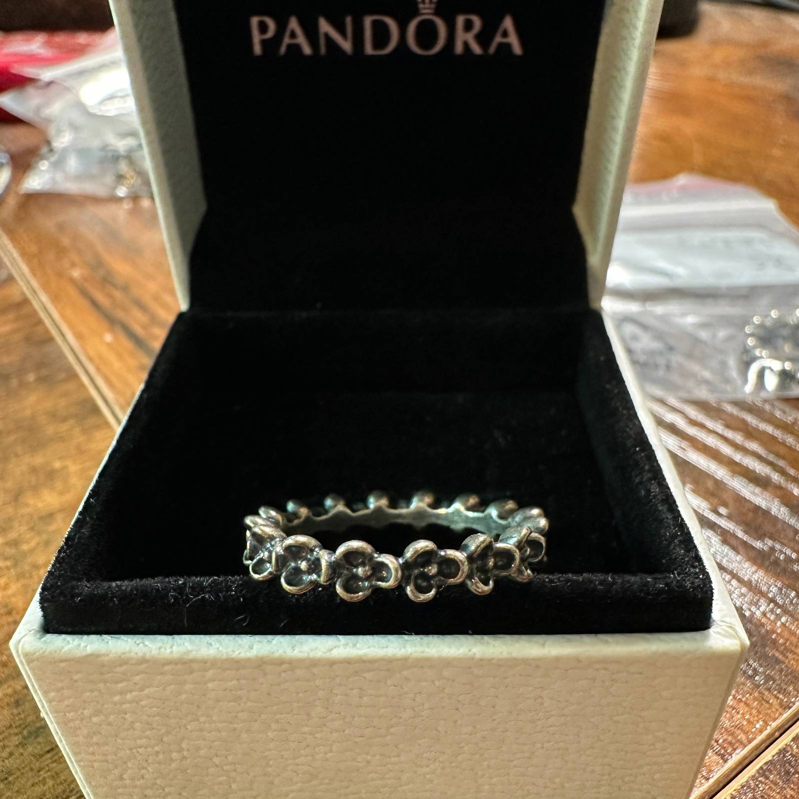 FLORAL ELEGANCE Authentic PANDORA Silver STACKABLE BAND Ring 5.5 (52) 190849