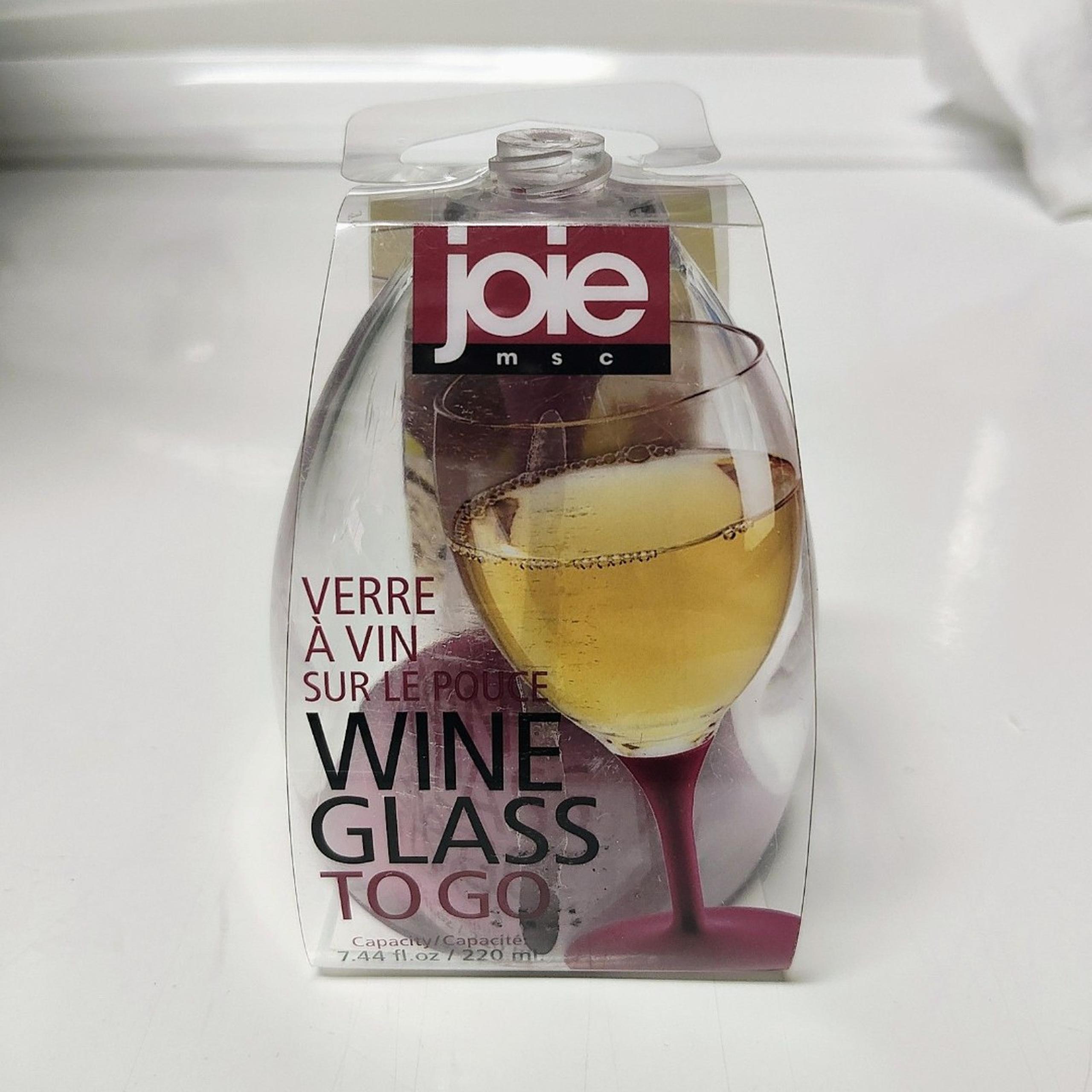 Joie Wine Glass To Go Compact Personal Travel w/ Burgundy Stem 7.44 Oz. BNWT!